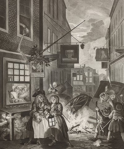 夜。 From：一日の四回。 1738 作： William Hogarth