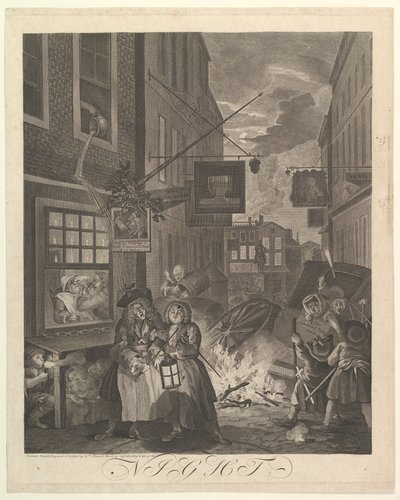 夜1738年3月25日、1日の4回。 作： William Hogarth