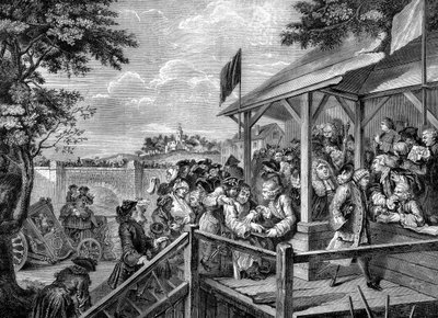 ウィリアム・ホガースの「選挙の投票」。 作： William Hogarth