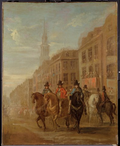 チャールズ2世の修復行列、チープサイド、1745年頃 作： William Hogarth