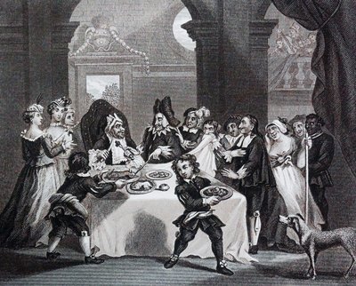 饗宴のサンチョ、医者に飢えさせられた by ウィリアム・ホガース 作： William Hogarth