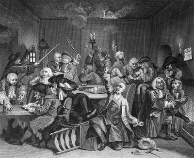 シーン VI:賭博場の熊手 作： William Hogarth