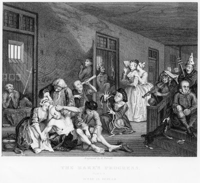 レーキの進行状況からのBedlam、プレートVIIIのシーン 作： William Hogarth