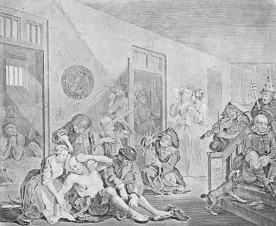1735年のレーキの進歩からのマッドハウスのシーン（2005年も参照） 作： William Hogarth