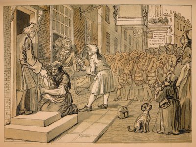 産業と怠惰のためのスケッチ-プレートVI、1747 作： William Hogarth