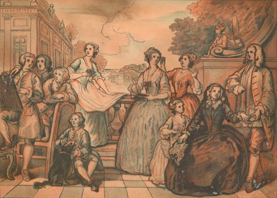 ジョーンズ家の会話のピースのためのスケッチ、1730 作： William Hogarth