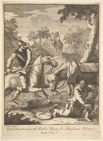 ドンキホーテのためのマンブリノスヘルメットの6つのイラストの冒険、1756年以降。 作： William Hogarth
