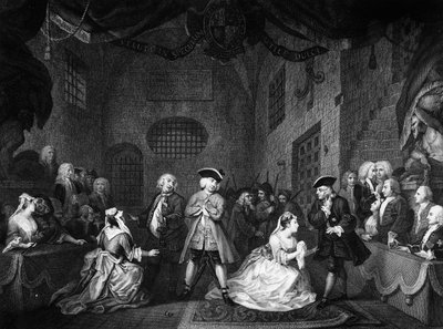 乞食のオペラ、シーンIII、アクトXI、1728年頃 作： William Hogarth