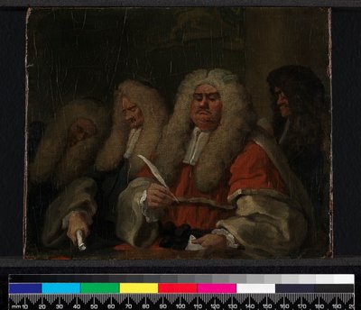 ベンチ、1753-54（パネルに裏打ちされたキャンバス上の油） 作： William Hogarth
