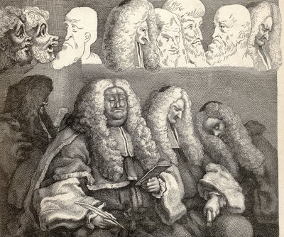 『ウィリアム・ホガースの作品』からのベンチ、1833年発行 作： William Hogarth