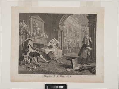 A Cena do Café da Manhã: Casamento À La Mode, Placa 2 (ecching e gravura) 作： William Hogarth