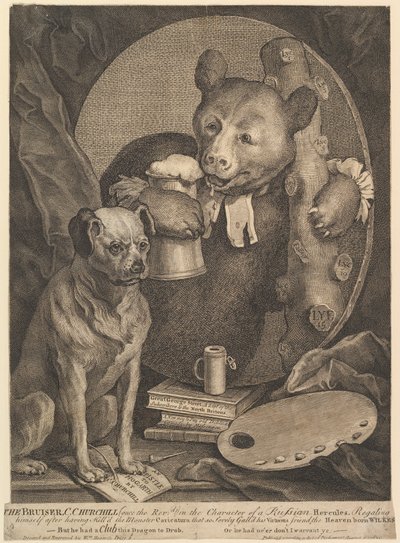 チャールズチャーチルのブルーザー風刺画、1762年8月1日。 作： William Hogarth