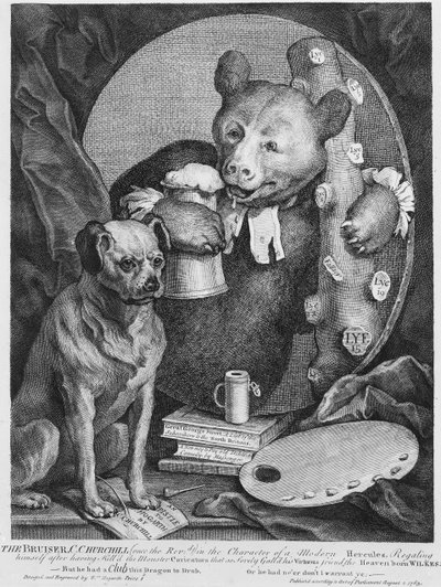 ロシアのヘラクレスの性格である牧師であったブルーザーチャールズチャーチル、1763 作： William Hogarth