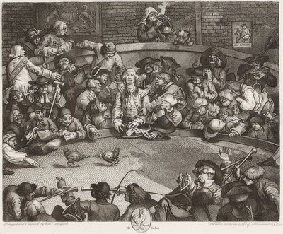 コックピット- Der Hahnenkampfplatz。 1759 作： William Hogarth