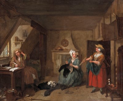 苦しめられた詩人、1736年頃 作： William Hogarth