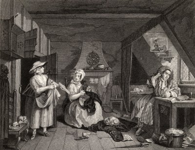 「ウィリアム・ホガースの作品」からの苦しめられた詩人、1833年公開 作： William Hogarth