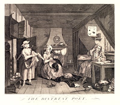 ジストレスト詩人、1741 作： William Hogarth
