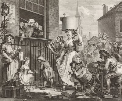激怒したミュージシャン。 1741 作： William Hogarth