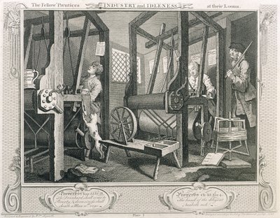 仲間の「勤勉と怠惰」のプレートI、1833年に出版された（彫刻） 作： William Hogarth