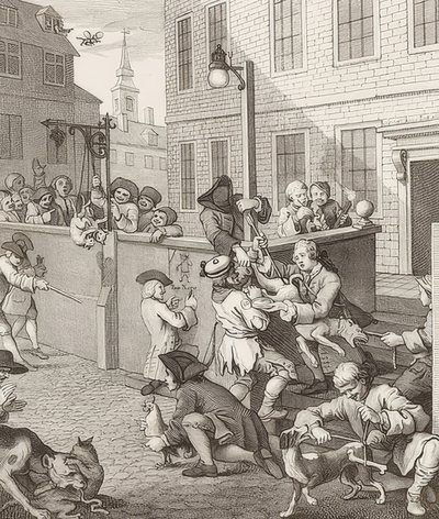 虐待の第一段階。 From：残酷な四段階-残酷な四段階。 1751 作： William Hogarth
