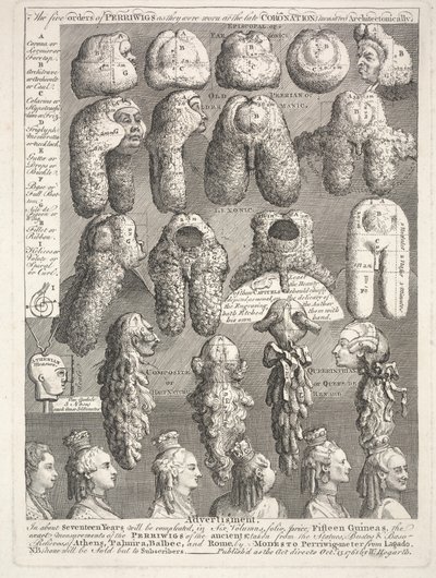 ペリウィッグの5つの命令、10月15日 作： William Hogarth