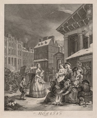 1日の4回、1738年。 作： William Hogarth