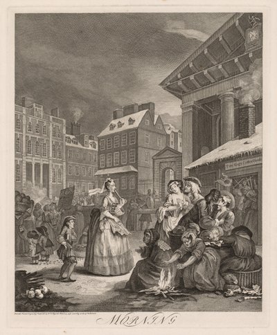 4つの時間：朝、1738年。 作： William Hogarth
