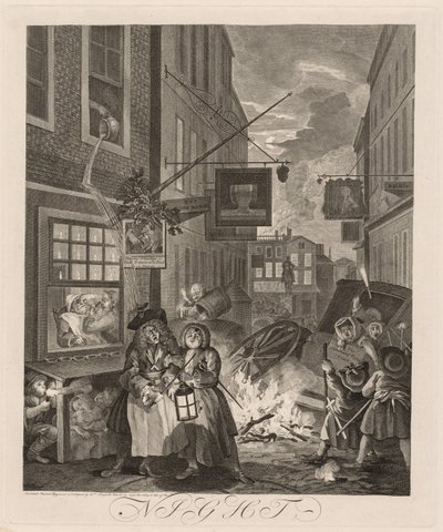 昼の四時：夜 作： William Hogarth