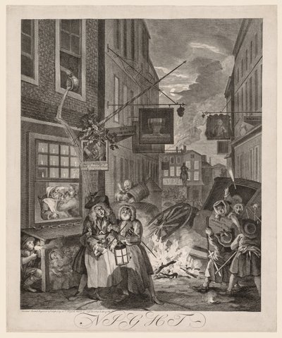 昼の四時：夜 作： William Hogarth