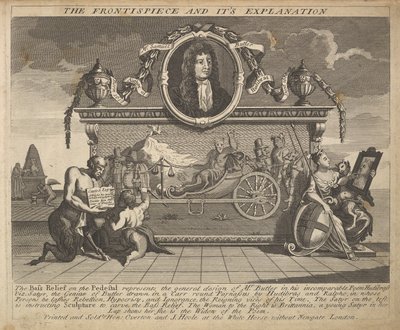 口絵とその説明プレート1：サミュエルバトラーズハッドへの挿絵...、1725年〜30年。 作： William Hogarth
