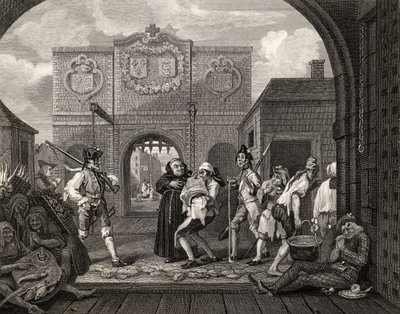 「ウィリアム・ホガースの作品」からのカレーの門、またはオールド・イングランドのローストビーフO、1833年発行 作： William Hogarth