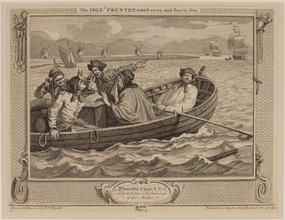 アイドルのプレンティスは背を向け、海に送られました 作： William Hogarth