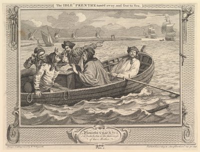 Idle Prenticeが振り向いて海に送られました：産業とアイドルネス、プレート5、1747年9月30日。 作： William Hogarth