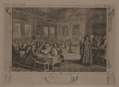 勤勉な &39;プレンティスは金持ちになり、ロンドンの保安官 作： William Hogarth