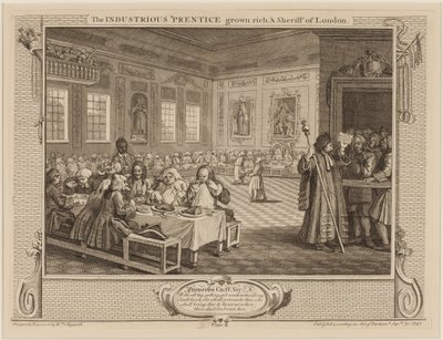 勤勉な &39;プレンティスは金持ちになり、ロンドンの保安官 作： William Hogarth