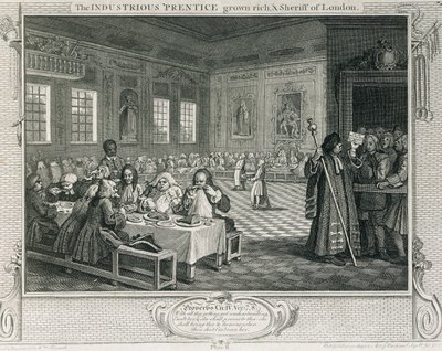 インダストリアスな &39;Prentice Grown Rich and and Sheriff of London&39; plate VIII of &39;Industry and Idleness&39;、published 1833 作： William Hogarth