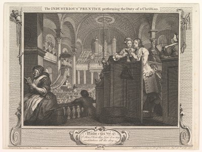 1747年9月30日、キリスト教産業の職務を遂行する勤勉な弟子と私。 作： William Hogarth