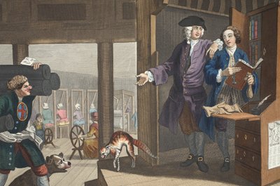 勤勉な「Prentice a Favorite and Entrusted to Master」、plate IV of &39;Industry and Idleness&39;、illustration from &39;Hogarth Restored：The Whole Works of the celebrated William Hogarth、re-engra 作： William Hogarth
