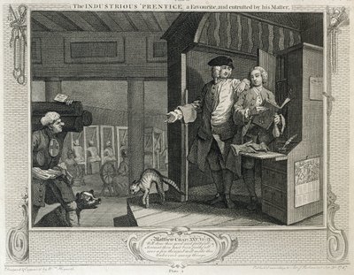 インダストリアス &39;Prentice a Favorite and Entrusted by Master&39;、plate IV of &39;Industry and Idleness&39;、1833発行 作： William Hogarth