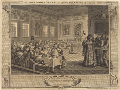 勤勉な「見習いは裕福になり、ロンドンの保安官」 作： William Hogarth