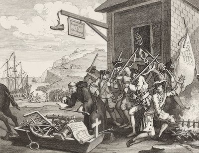 侵略、プレート1：フランス-死の侵略、ブラット1：フランクライヒ。 1756年 作： William Hogarth