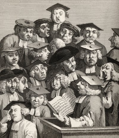 1833年に出版された「The Works of William Hogarth」より「The Lecture」（リトグラフ）。 作： William Hogarth
