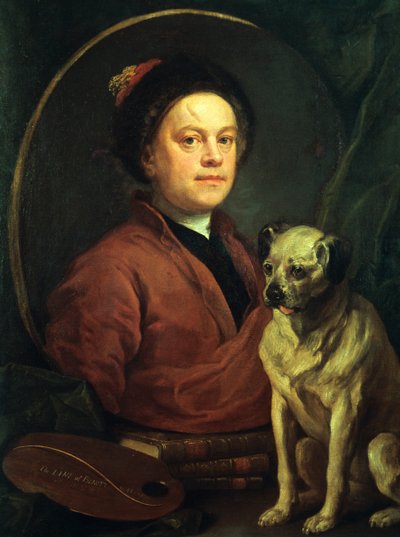 画家と彼のパグ、1745 作： William Hogarth