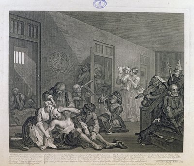 ベッドラムのレーキ、「レーキの進歩」からのプレートVIII、1763 作： William Hogarth