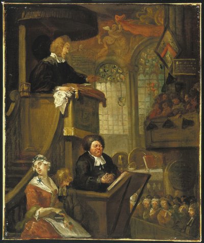 眠っている会衆、1728 作： William Hogarth
