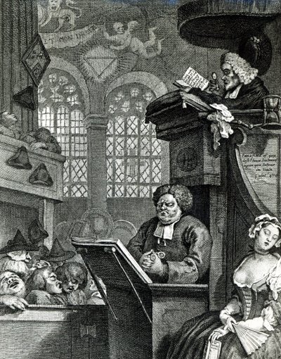 眠っている会衆、1736 作： William Hogarth