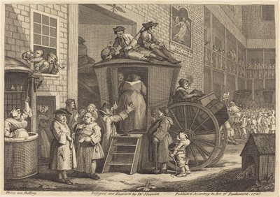 駅馬車、またはカントリー イン ヤード 作： William Hogarth