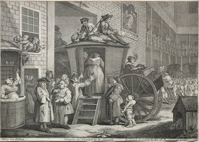 ステージコーチ、1747。 作： William Hogarth