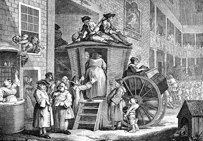 ステージコーチまたはカントリーインヤード、1747 作： William Hogarth