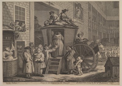 ステージコーチ、またはカントリーインヤード、1747。 作： William Hogarth